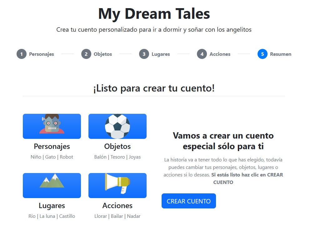My Dream Tales, cuentos infantiles creados con inteligencia artificial