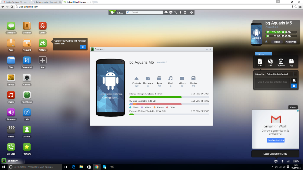 Conectar movil a PC por wifi o 3G/4G, guia fácil y tutorial, en unos pocos pasos usando la app AirDroid para Android